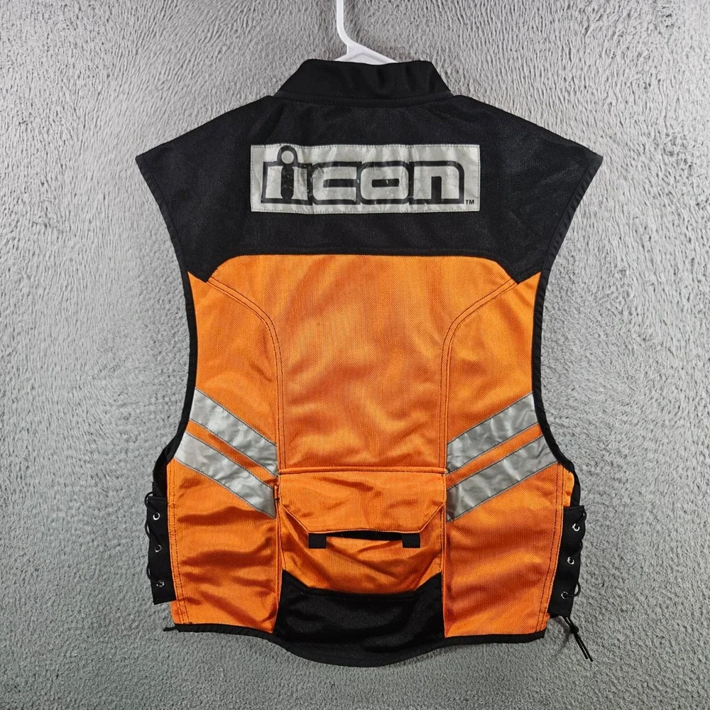 Icon Motorsports Mil Spec Mesh Vest Mens Regular Orange Black Reflective Safety
